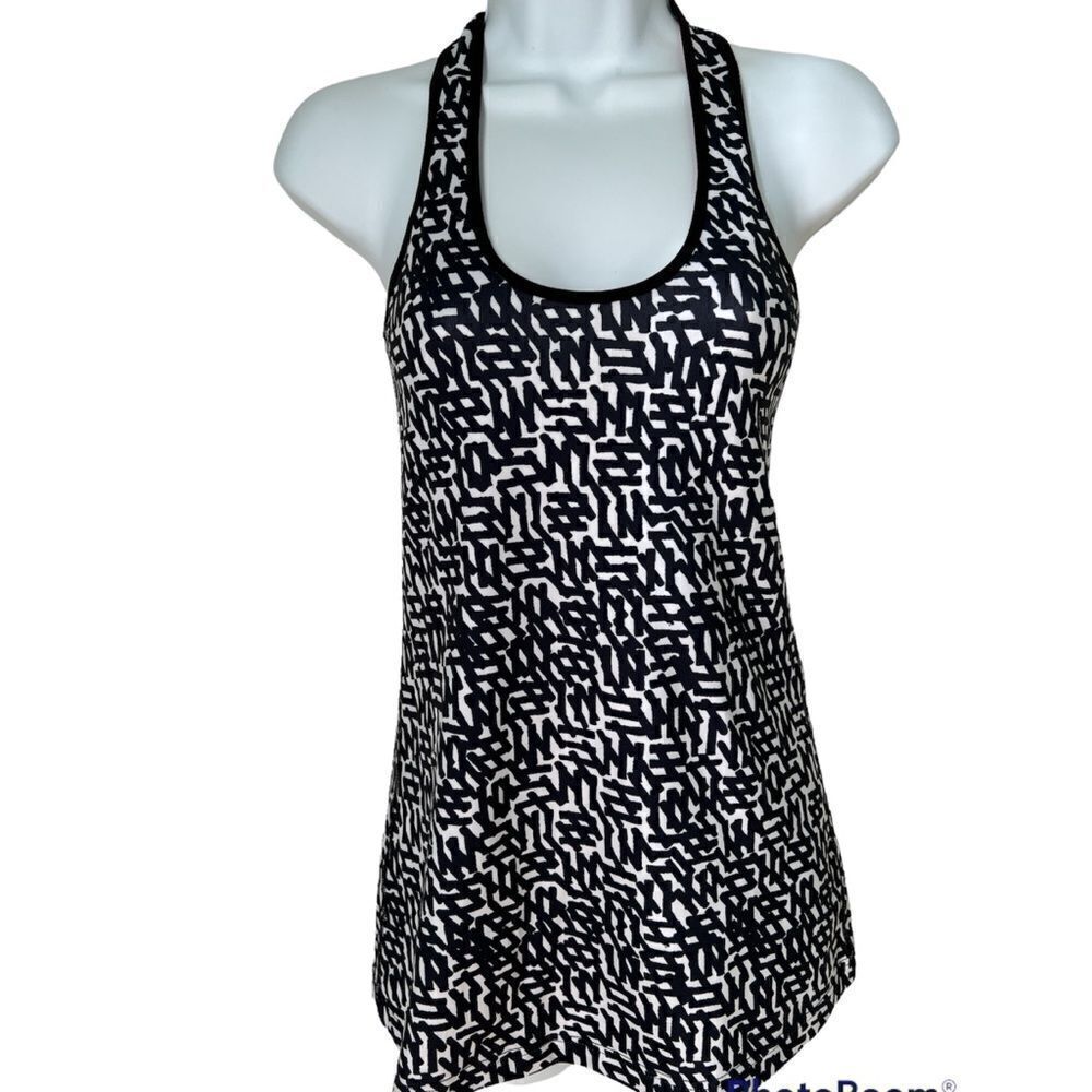 Lululemon Cool Racerback Net Pop White Black Tank 2/XS